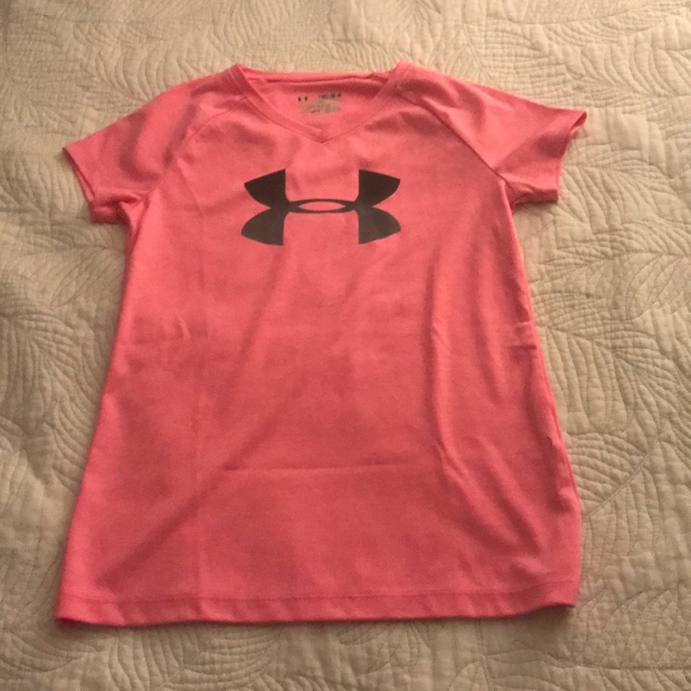 Pink Under Amour Shirt with Grey Sign